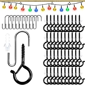 Photo 1 of 50 Pack Q-Hanger Screw in Hook for Outdoor String Lights , Wall Mount Celling Hooks with Safety Buckle Design, 40LB Loading Weight
