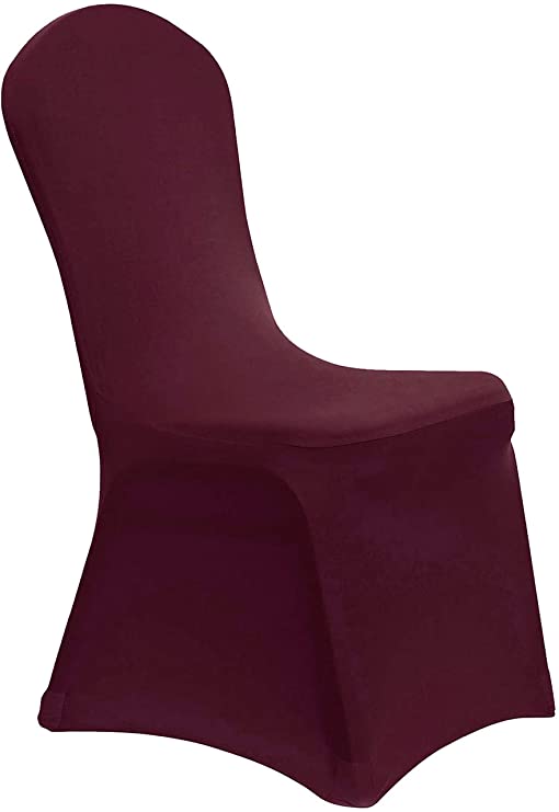 Photo 1 of 20 PCS Wine Red Spandex Dining Room Chair Covers for Living Room - Universal Stretch Chair Slipcovers Protector for Wedding, Banquet, and Party