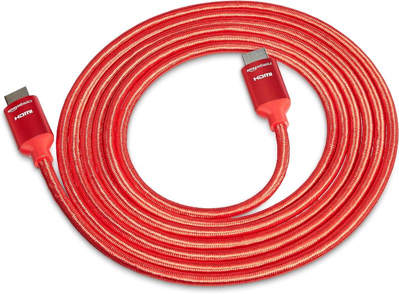 Photo 1 of Amazon Basics 10.2 Gbps High-Speed 4K HDMI Cable with Braided Cord, 10-Foot, Red 2 PACK 
