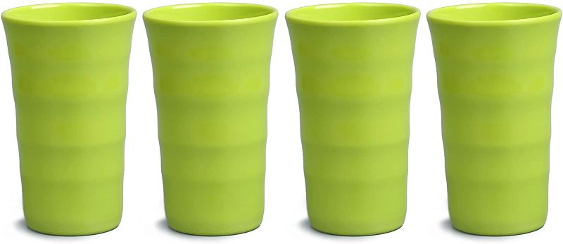 Photo 1 of 13.5oz/400ml Melamine Tumbler Cups Set of 4. Reusable,Dishwasher Safe,Stackable, BPA-free. Drinking Plastic Cups for Kids,Adults.Healthy Drinkware for Indoor Outdoor Use. (Green)
