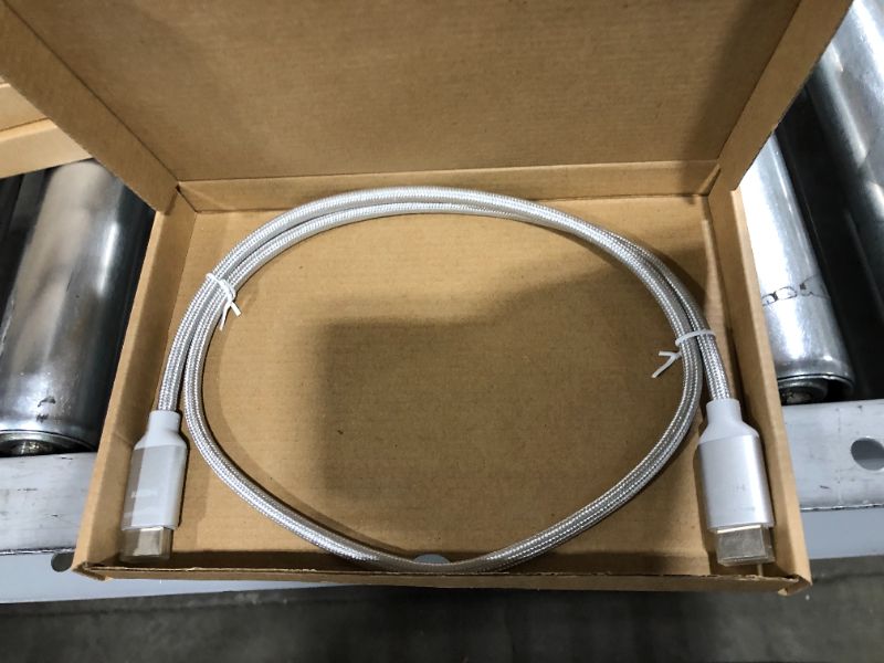 Photo 1 of 2 pack Amazon Basics 10.2 Gbps High-Speed 4K HDMI Cable with Braided Cord, 3-Foot, Silver
