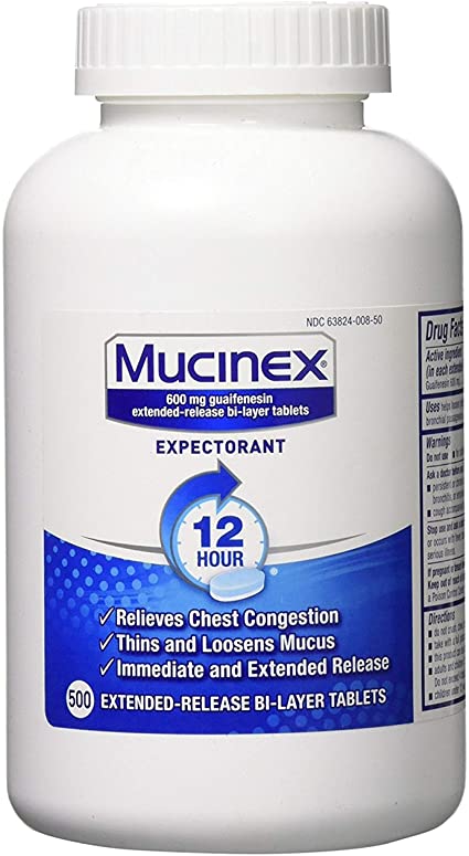 Photo 1 of Chest Congestion, Mucinex 12 Hour Extended Release Tablets, 500 count bottle, 600 mg Guaifenesin Relieves Chest Congestion Caused by Excess Mucus, #1 Doctor Recommended OTC expectoran, bb 09/2022

