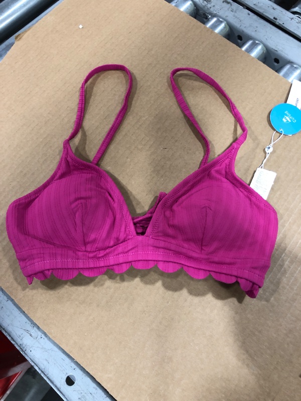 Photo 1 of Breezy Rib Scalloped Bralette Bikini  size m  bottoms s 
