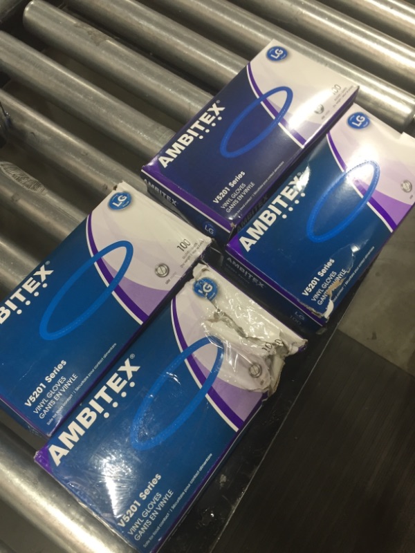 Photo 1 of Ambitex Large Vinyl Gloves V5201 Series 100 Count (4 PACK)