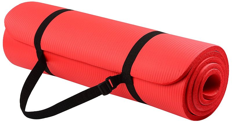 Photo 1 of BalanceFrom BFGY-AP6RD Go Yoga All Purpose Anti-Tear Exercise Yoga Mat with Carrying Strap, Red
