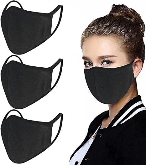Photo 1 of PACK OF 6!!! Black Cloth Face Mask Washable and Reusable100% Cotton Warm Face Protection for Outdoor Dust Protect - with Bridge of Nose
