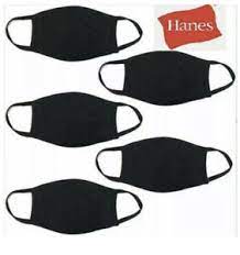Photo 1 of 10 Pack Hanes Reusable PPE Black Face Mask, Washable Soft 3-ply 100% Cotton

