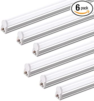 Photo 1 of (Pack of 6) Barrina LED T5 Integrated Single Fixture, 4FT, 2200lm, 6500K (Super Bright White), 20W, Utility Shop Light, Ceiling and Under Cabinet Light, Corded Electric with Built-in ON/Off Switch
