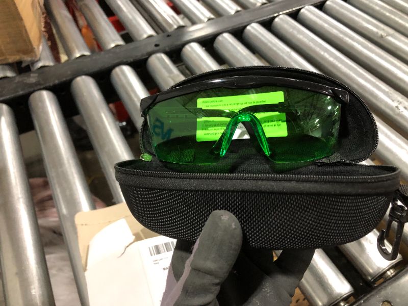 Photo 2 of Huepar GL01G Green Laser Enhancement Glasses - Eye Protection Safety Glasses for Green Laser Level, Rotary and Multi-Line Laser Tools - Goggles with Adjustable Temple (Protective Box Included)
