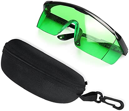 Photo 1 of Huepar GL01G Green Laser Enhancement Glasses - Eye Protection Safety Glasses for Green Laser Level, Rotary and Multi-Line Laser Tools - Goggles with Adjustable Temple (Protective Box Included)
