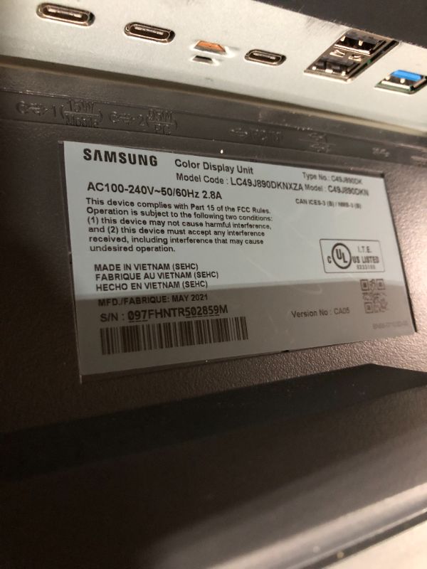 Photo 10 of SAMSUNG CJ890 Series - Computer Monitor QHD (3840x1080), 144Hz, Curved, HDMI, USB-C, Height Adjustable Stand,  (LC49J890DKNXZA) SCREEN DAMAGE 