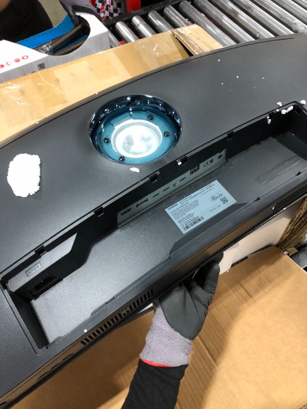 Photo 1 of SAMSUNG CJ890 Series - Computer Monitor QHD (3840x1080), 144Hz, Curved, HDMI, USB-C, Height Adjustable Stand,  (LC49J890DKNXZA) SCREEN DAMAGE 