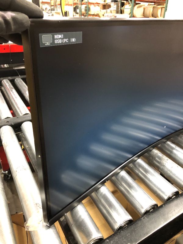 Photo 1 of SAMSUNG CJ890 Series - Computer Monitor QHD (3840x1080), 144Hz, Curved, HDMI, USB-C, Height Adjustable Stand,  (LC49J890DKNXZA) SCREEN DAMAGE 