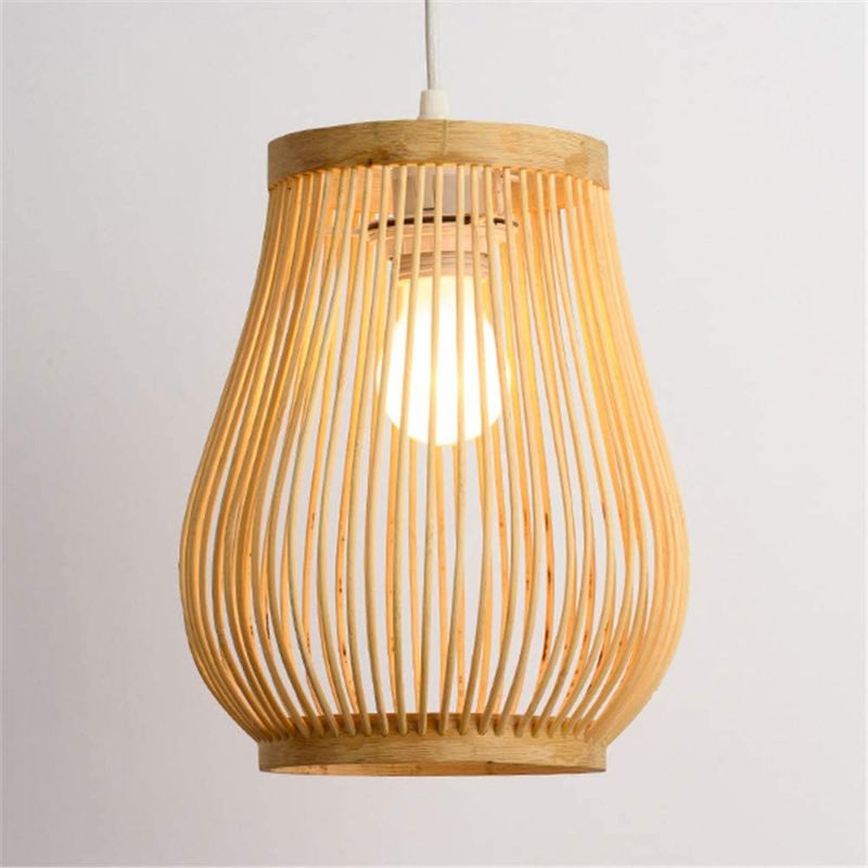 Photo 1 of BAYCHEER Retro Gourd Pendant Light Corridor Wove Lantern Single Light Ceiling Light Pendants Fixture Hanging Lighting with Shape Rattan for Teahouse Dining Room Patio in Beige, 7.08 inches