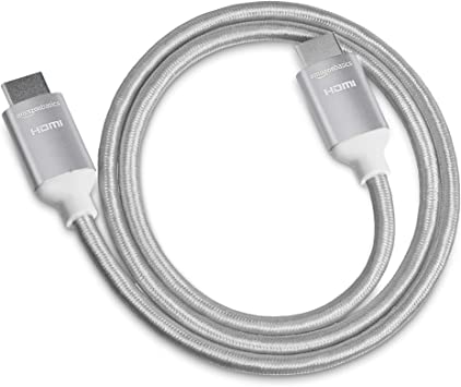 Photo 1 of 2 pcs Amazon Basics 10.2 Gbps High-Speed 4K HDMI Cable with Braided Cord, 3-Foot, Silver
