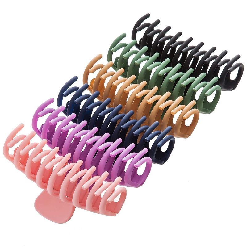 Photo 1 of 6 Color Hair Claw Clips For Women - 4.4 Inches Nonslip Large Claw Hair Clips for Girls Strong Hold for Thick Hair Accessories
