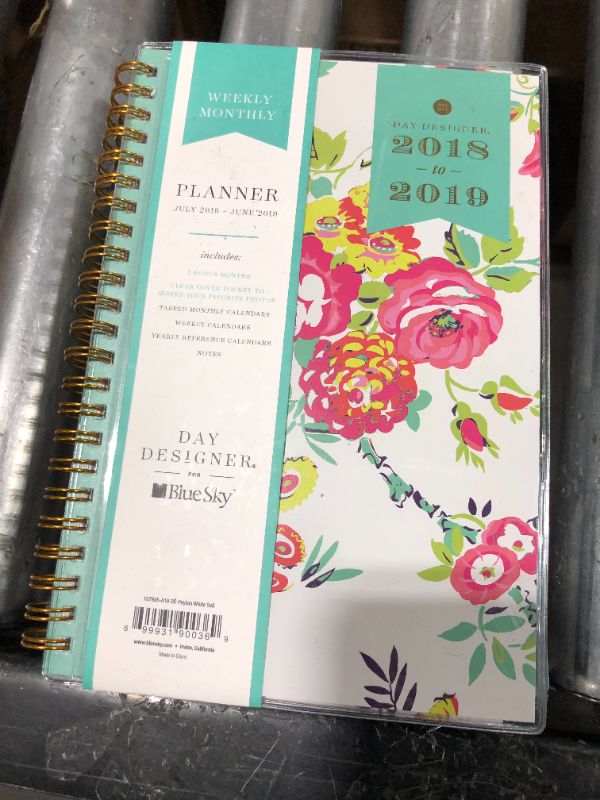Photo 2 of Day Designer for Blue Sky 2018-2019 Academic Year Weekly & Monthly Planner, Flexible Cover, Twin-Wire Binding, 5" x 8", Peyton White Design
