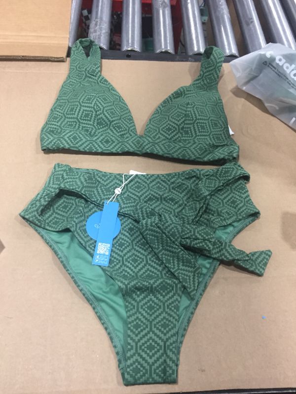 Photo 2 of Armani Green Back Hook High Waisted Bikini XS
