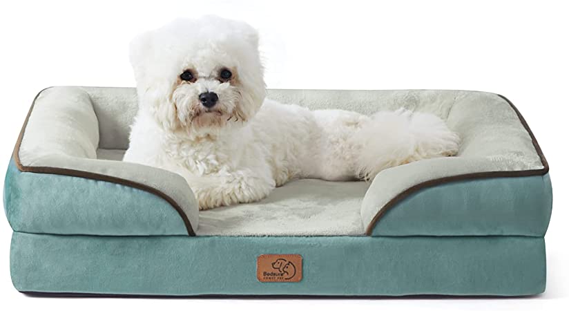 Photo 1 of Bedsure Orthopedic Dog Bed, Bolster Dog Beds for Medium - Foam Sofa with Removable Washable Cover, Waterproof Lining and Nonskid Bottom Couch
