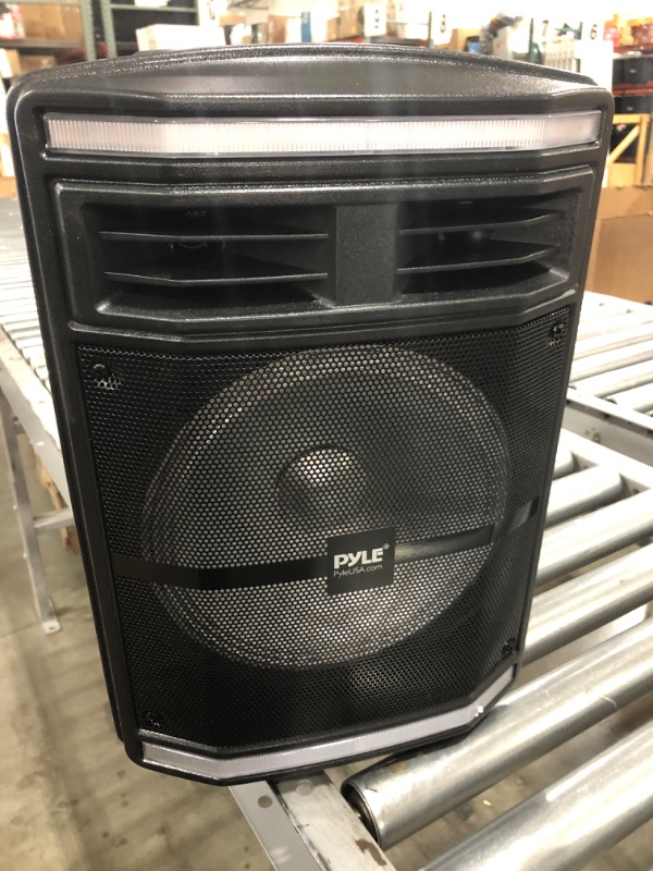 Photo 3 of Portable Bluetooth PA Speaker System - 600W Bluetooth Speaker Portable PA System W/ Rechargeable Battery 1/4" Microphone In, Party Lights, MP3/USB SD Card Reader, Rolling Wheels - Pyle PPHP1044B **MISSING POWER CORD!!!**
