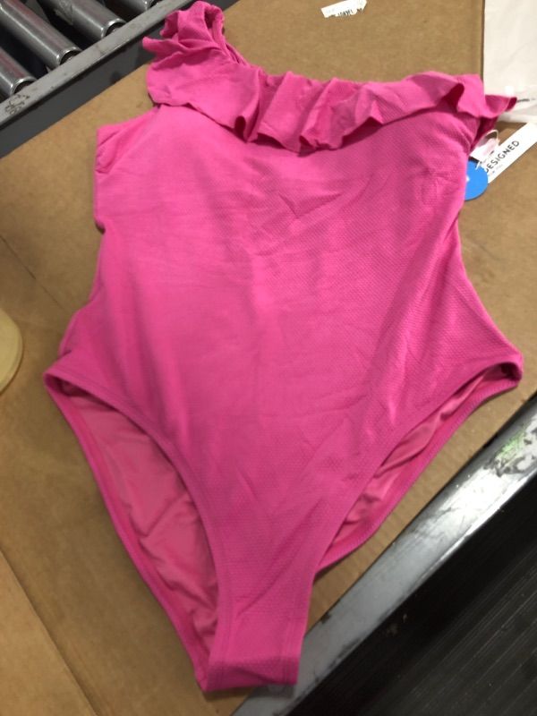 Photo 1 of CUPSHE Felicia Pink One Shoulder Plus Size One Piece Swimsuit, 0X