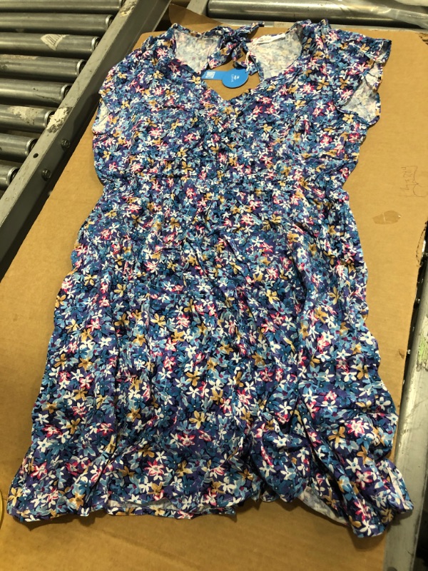 Photo 2 of CUPSHE Blue Floral Open Back Short Dress, XL 