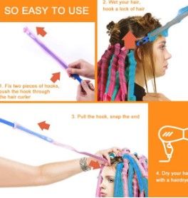 Photo 1 of 12 Hair Curlers Curls Styling Kit, DIY No Heat Hair Curlers for Extra Long Hair up