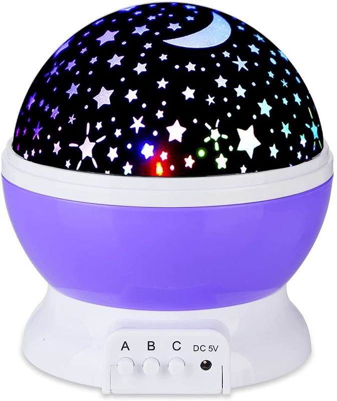 Photo 1 of Kids Star Night Light, 360-Degree Rotating Star Projector, Desk Lamp 4 LEDs 8 Colors Changing with USB Cable, Best for Children Baby Bedroom and Party Decorations
