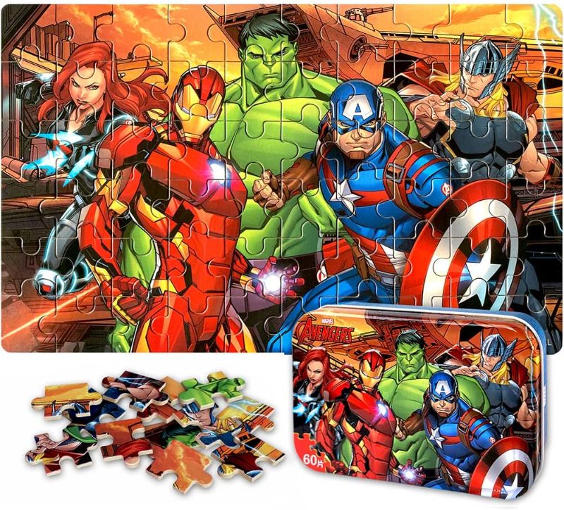 Photo 1 of NEILDEN Disney Avengers Puzzles in a Metal Box 60 Piece for Ages 4-8 Superhero Jigsaw Puzzles Girls and Boys Great Gifts for Children(The Avengers)
