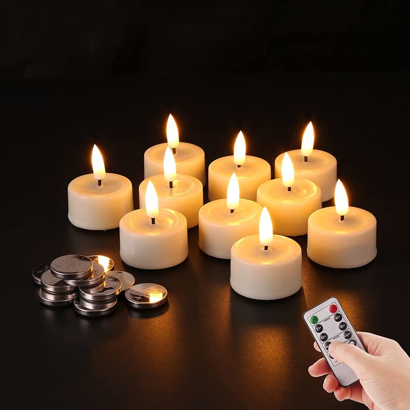 Photo 1 of Eywamage Flameless Tealights with Remote Batteries Included, Bright Realistic LED Votive Candles Flickering Real Wax D 1.6"
