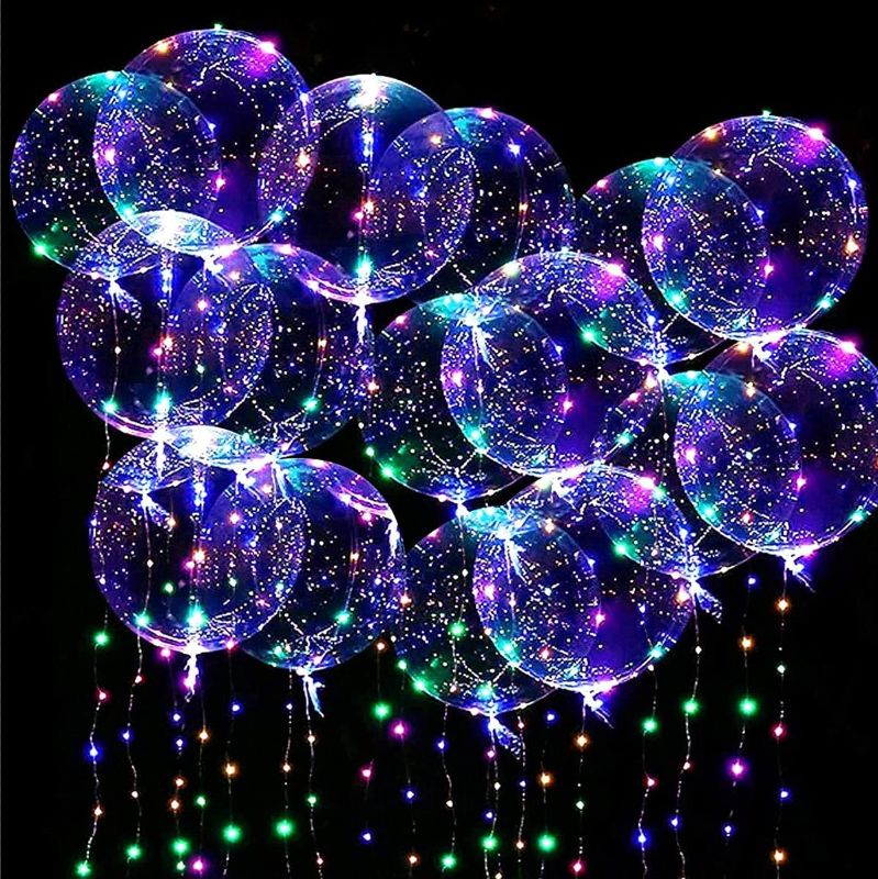 Photo 1 of 10 Sets LED Bobo Balloons, 20" LED Light Up Transparent Balloons,Colorful Helium Style Bubble Balloons for Birthday Indoor Outdoor Festival event Wedding Christmas Party Decoration (10 pack 20 inches)

