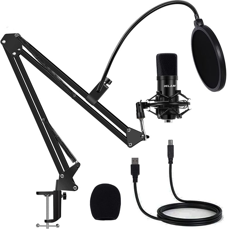 Photo 1 of USB Studio Podcast Gaming Microphone Kit, 192KHz/24BIT Plug & Play Professional Cardioid Condenser Streaming Mic with Boom Arm, Metal Shock Mount, Pop Filter for Vocal Music Recording PC YouTube