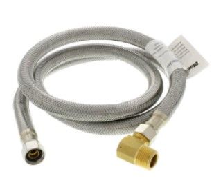 Photo 1 of 48" Stainless Steel Braided Dishwasher Connector, 3/8" Comp. x 3/8" Comp. w/ MIP Elbow (5 PACK)