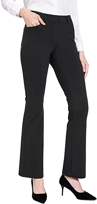 Photo 1 of BALEAF Women's Yoga Dress Pants Stretchy Work Slacks Business Casual Straight Leg/Bootcut Elastic Waist with 4 Pockets XXLT