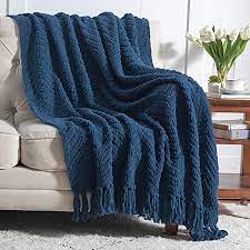 Photo 1 of Bedsure Throw Blanket for Couch, Knit Woven Chenille Blanket Versatile for Chair, 50 x 60 Inch - Super Soft Warm Decorative Blanket with Tassels for Bed, Sofa and Living Room
