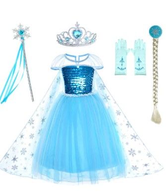 Photo 1 of Party Chili Princess Costumes Birthday Dress Up for Little Girls with Crown,Mace,Gloves Accessories SIZE 110