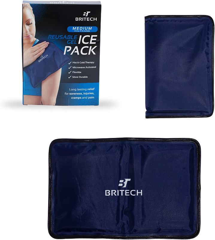 Photo 1 of Britech Gel Ice Pack for Injuries Reusable – Hot & Cold Therapy Pack Compress Flexible Ice Pack Great for Back, Shoulder, Elbow, Knee Pain Relief – Therapy for Swelling & Bruises (Medium (Pack of 1)
