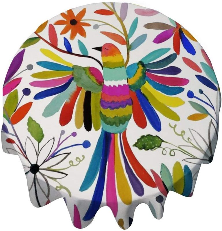 Photo 1 of yyone Tablecloth Round 54 Inch Table Cover Otomi Bird Table Cloth Decor for Buffet Table, Parties, Holiday Dinner, Wedding & More
