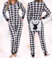 Photo 1 of Oh Deer Buffalo Flannel One Piece Pajamas - Women's Union Suit Pajamas with Drop Seat Butt Flap by Silver Lilly XS
