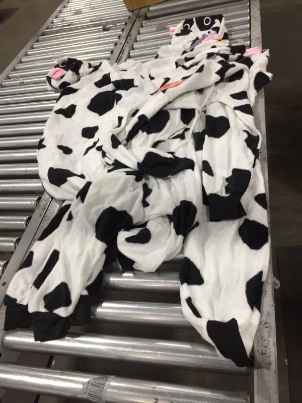 Photo 3 of Silver Lilly Plush One Piece Cow Animal Cosplay Costume - Unisex Adult Pajamas S set of 3
