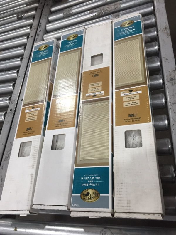 Photo 1 of Alabaster Cordless 1 in. Vinyl Mini Blind - 23 in. W x 72 in. L set of 4