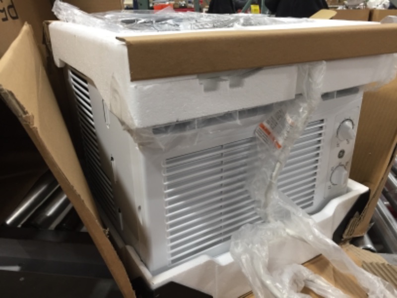 Photo 2 of GE AHEC05AC 17" Window Air Conditioner with 5050 BTU Cooling Capacity, Fixed Chassis, 11 CEER and R32 Refrigerant in White