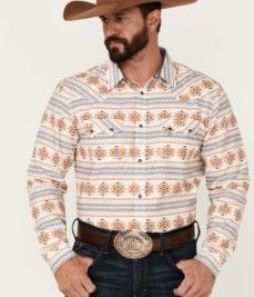 Photo 1 of CODY JAMES MEN'S GOLD HERITAGE SOUTHWESTERN PRINT LONG SLEEVE SNAP WESTERN SHIRT XL