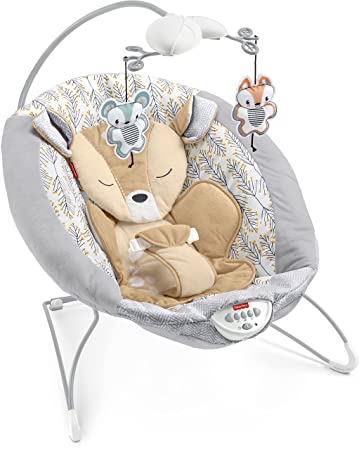 Photo 1 of Fisher-Price Fawn Meadows Deluxe Bouncer, Portable Infant Seat with Music and Soothing Vibrations [Amazon Exclusive]
