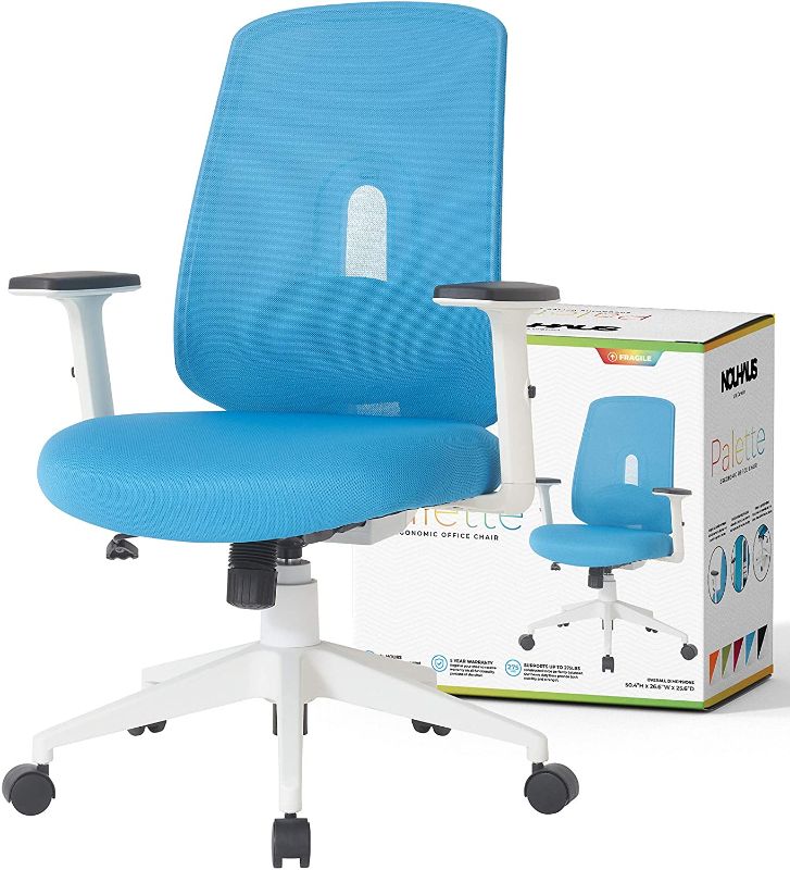 Photo 1 of NOUHAUS Palette Ergonomic Office Chair Comfortable Swivel Computer Desk Chair, Lumbar Adjust Rolling Chair. (Blue)
