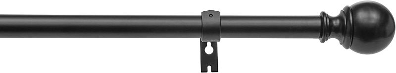 Photo 1 of Amazon Basics 1-Inch Curtain Rod with Round Finials - 1-Pack, 72 to 144 Inch, Black
