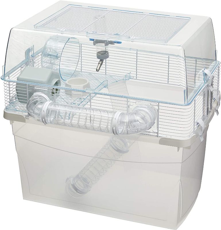 Photo 1 of Duna Space Gerbil & Hamster Cage, Extra-Deep 11.5-Inch Base Promotes Instinctual Burrowing While Containing Litter & Debris, Includes ALL Accessories and Play Tunnels, 22.6L x 18.7W x 21.5 Inches
