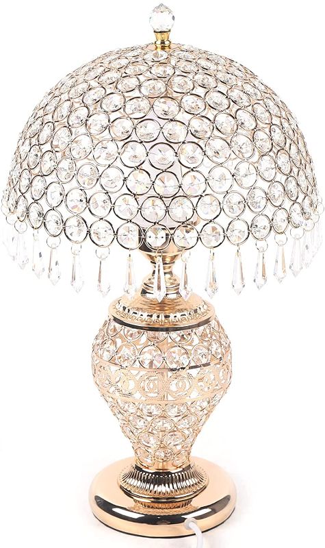 Photo 1 of Desk Lamp,Gold Mermaid Crystal Desk Lamp with Double Key Switch for Bedroom Study Room Office US
