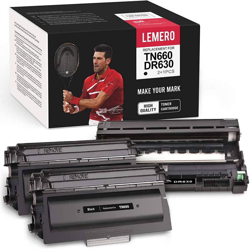 Photo 2 of LEMERO Compatible Toner Cartridge and Drum Unit Replacement for Brother TN660 TN630 DR630 to use with HL-L2380DW HL-L2320D HL-L2300D HL-L2340DW (2 Toner, 1 Drum Unit, 3 Pack)
