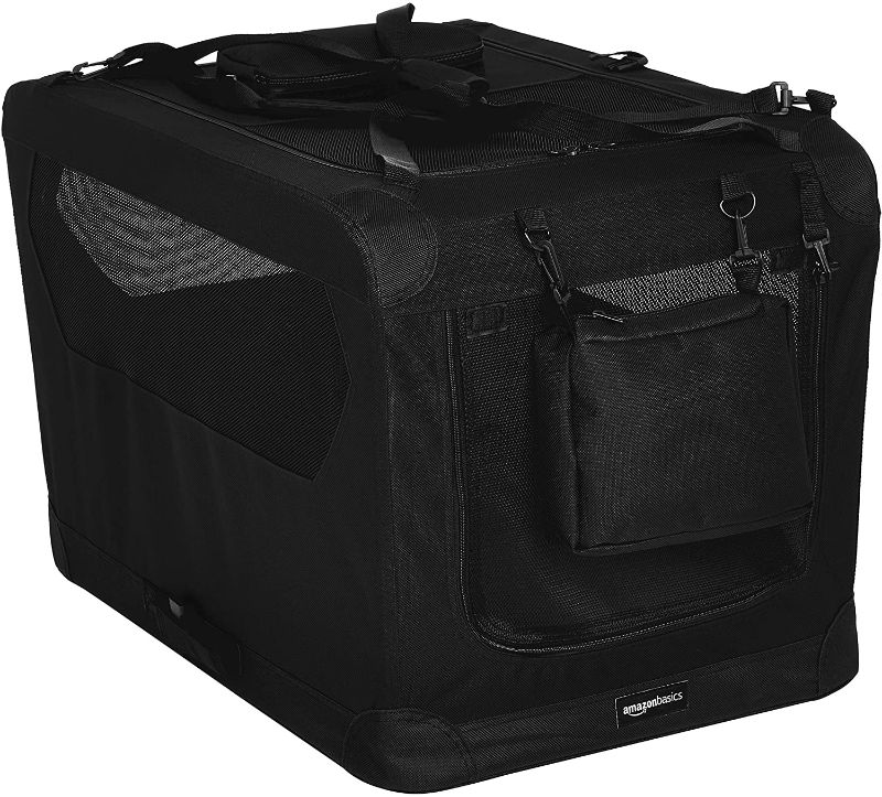 Photo 1 of Amazon Basics Folding Portable Soft Pet Dog Crate Carrier Kennel - 30 x 21 x 21 Inches, Black
